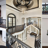 Main courante d'escalier de balcon en fer forgé de style français pour intérieur, résistante à la rouille, installation facile