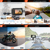 Podofo 3,0 "cámara de salpicadero de motocicleta Full HD 720P grabadora de conducción Vista frontal y trasera motocicleta coche DVR Cámara IP67 impermeable