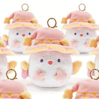Emballage de boîte à jouets en peluche personnalisé, sécurisé pour les enfants, avec votre propre design – Adorable porte-clés en peluche blanc en forme d'oiseau avec anneau métallique fixé solidement