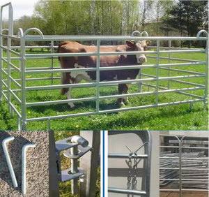 헤비 듀티 6ft 12ft 목장 패널 분말 코팅 USD 펜 가축 말 울타리 3D 모델 금속 프레임 자연 펜싱 격자 문 - Product Image 5