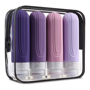 Ensemble de voyage écologique de 90 ml avec logo personnalisé, quatre pièces, approuvé pour l'avion, anti-fuite, rechargeable, en silicone, pour articles de toilette - Product Image 2