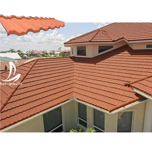 Feuille de toiture populaire au Ghana Vente directe en usine galvanisée Tuile de toiture enduite de pierre colorée pour maison préfabriquée