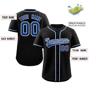 Maßgeschneidertes, authentisches Baseball-Trikot im klassischen Royal-Weiß-Stil in Schwarz - Product Image 2