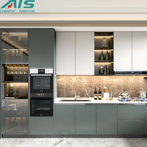 Meubles multifonctionnels de conception moderne européenne Ais, armoires de cuisine laquées grises avec évier et cuisinière intégrés - Product Image 2