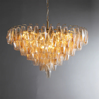 Suspendu Plafond En Laiton Fumée Lustre En Verre De Luxe Éclairage Décoratif Salon Maison Plafonniers Moderne Foyer Lustre