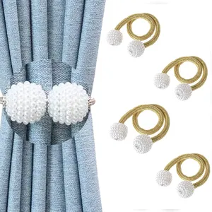 Wholesale home decor curtain accessories pearl magnetic curtain tieback clip hot sale curtain holders