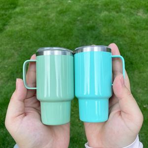 50 Pack Custom logo Candy Macaron Colored Sublimation Blank 3oz Mini Shot Glass Tumbler with Handle and <b>Metal</b> <b>Straw</b> - Product Image 3