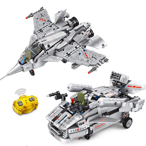 2in1RC <strong>Car</strong> Plane Airplanes Remote Control Aircraft <strong>RC</strong> Airplane <strong>Kit</strong> J15 Fighter Jet <strong>DIY</strong> Building Block Kids Educational Toy - Product Image 1