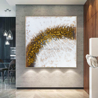 Peinture murale purement peinte à la main, fleur blanche, arbre doré, peinture à l'huile sur pierre, grande œuvre d'art, décoration murale 3D