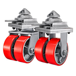 6/8/10/12 polegadas extra pesado núcleo de ferro fundido vermelho pu duplo rodízio recipiente rodas - Product Image 2