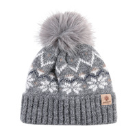 Bonnet d'hiver populaire en acrylique jacquard doublé polaire pour enfant, avec pompon, certifié OEKO-TEX, personnalisable avec logo, vente en gros