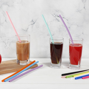 25Cm <span class=keywords><strong>10Pcs</strong></span> Moq Silicone Rơm Sữa Trà Boba Phụ Kiện Bền Vững Sinh Thái Thân Thiện Với Sản Phẩm Cà Phê Uốn Cong Ống Hút - Product Image 2