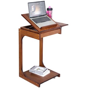 Extendable Wooden Sofa Side <b>Table</b> With Storage Shelf For Living Room Bedroom Home Use - Product Image 5