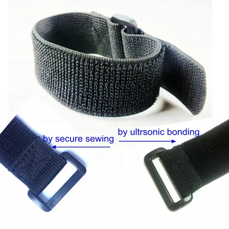 Pita perekat elastis kait dan Loop medis dapat digunakan kembali kustom pita pengikat nilon elastis tali jam lebar koil elastis 10cm warna hitam