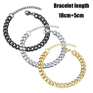 G1980 gioielli Hip Hop bracciali all'ingrosso 3/5/7MM bracciale a catena a maglia cubana in acciaio inossidabile Miami fresato a sei lati per uomo - Product Image 3