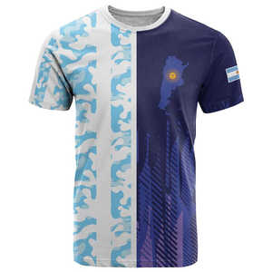 Camiseta Deportiva de Manga Corta para Hombre, Estampado de Camuflaje, Apoyo al Equipo Argentino, Partido de Fútbol 2026, Camiseta Deportiva de Fitness - Product Image 4
