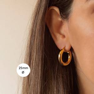 Bon marché, vente en gros, boucles d'oreilles créoles épaisses en <span class=keywords><strong>or</strong></span> 18 carats, bijoux simples, boucles d'oreilles créoles modernes en acier inoxydable 316L pour femmes - Product Image 5