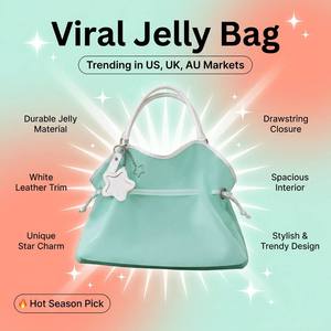 Trendy Clear PVC Jelly Beach Bag Custom Star Charm Drawstring Closure Women Shoulder Tote Shopping Bag with <strong>Purse</strong> - Product Image 5