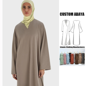 Teal <strong>Linen</strong> Silk Side Ruched <strong>Maxi</strong> <strong>Dress</strong> Traditional Khimar Hijab Breathable Two-Piece Set Sleeves ODM/Ready Supply - Product Image 1