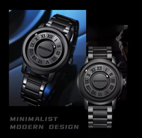 Reloj de Cuarzo para Hombre BINBOND 234, Diseño Creativo con Puntero Desplazable, Nuevo Concepto de Tendencia, Resistente al Agua, Fuerza Magnética, Moderno y Personalizado