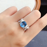 Hot Sale Natural Topaz S925 Sterling Silver Classic Engagement Rings Women Custom Design Wedding Anniversary Party Gift