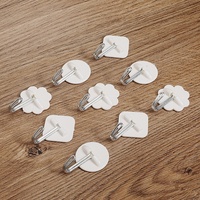 Crochet adhésif en plastique à colle intégrale, blanc, style moderne et minimaliste, design à crochet unique, pour suspendre clés, rangement, portes, forme carrée