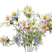 Fleur artificielle en tissu de soie, marguerite réaliste faite à la main, tige unique, verdure, décoration pour la Saint-Valentin, mariage, maison, fête