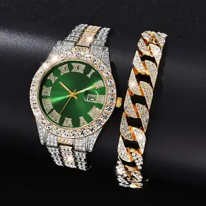 Custom Wholesale No Brand Dress Diamond Watch Men Women With Bracelet WatchesLuxury Relojes De Cuarzo Orologio Uomo