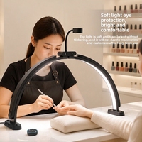 Lampe de bureau LED transfrontalière pour manucure, microblading et extensions de cils, pliable, demi-lune, lumière d'appoint de beauté, lampe semi-circulaire