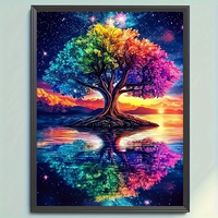 Kit de Peinture Diamant 5D Peint à la Main en Gros, Portrait Arbre Porte-Bonheur Coloré, Cadeau DIY, Personnalisé OEM/ODM en Usine