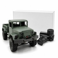 Camion RC de qualité hobby 6x6 tout-terrain 4x4 télécommandé 2,4 GHz ABS+Métal avec treuil fonctionnel et phares LED pour garçons