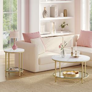<span class=keywords><strong>Table</strong></span> d'appoint <span class=keywords><strong>ronde</strong></span> <span class=keywords><strong>VASAGLE</strong></span> de luxe dorée avec cadre métallique pour salon, <span class=keywords><strong>table</strong></span> basse - Product Image 4
