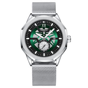 NIBOSI 2022 nuevo reloj de pulsera con movimiento de cuarzo 2518 cronógrafo oro malla de acero inoxidable banda impermeable hebilla cierre 43mm vidrio - Product Image 1