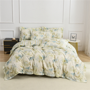 Drap de lit personnalisé de luxe à imprimé floral Ensembles de literie en coton Ensemble de housses de couette - Product Image 1