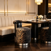 Fauteuil d'appoint luxueux sur mesure avec dossier incurvé, tabouret, base en acier inoxydable, chaise moderne pour salon, chambre, hôtel