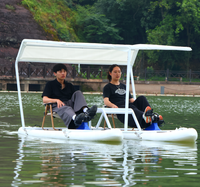 Hochwertiges Aufblasbares 2-Personen-Wasser-Tretboot Leichtgewichtiges Aufblasbares Fußpedal-Katamaran mit Wasserdichtem Baldachin