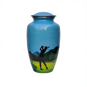Urna funeraria Blue Golf Lady Shot Shadow Metal Aluminio Urna de cremación para adultos para cenizas humanas con bolsa de transporte de terciopelo gratis - Product Image 1