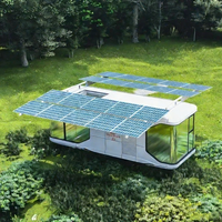 Maison capsule modulaire à panneaux solaires, maison mobile, maison conteneur, villa capsule pour l'extérieur, avec un aménagement personnalisé de luxe