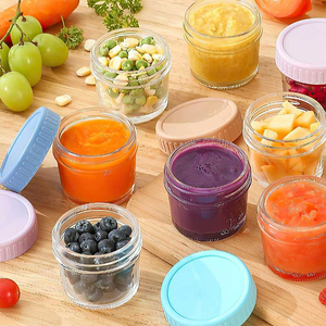 Bocaux en verre pour aliments pour bébés, contenants <span class=keywords><strong>de</strong></span> stockage <span class=keywords><strong>de</strong></span> 4 oz avec couvercles, étanches, sans BPA, réutilisables pour congélateur, micro-ondes, lave-vaisselle - Product Image 4