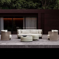 Ensemble de salon 4 pièces en aluminium tressé pour piscine, hôtel, conversation, jardin, canapé d'extérieur, mobilier de patio