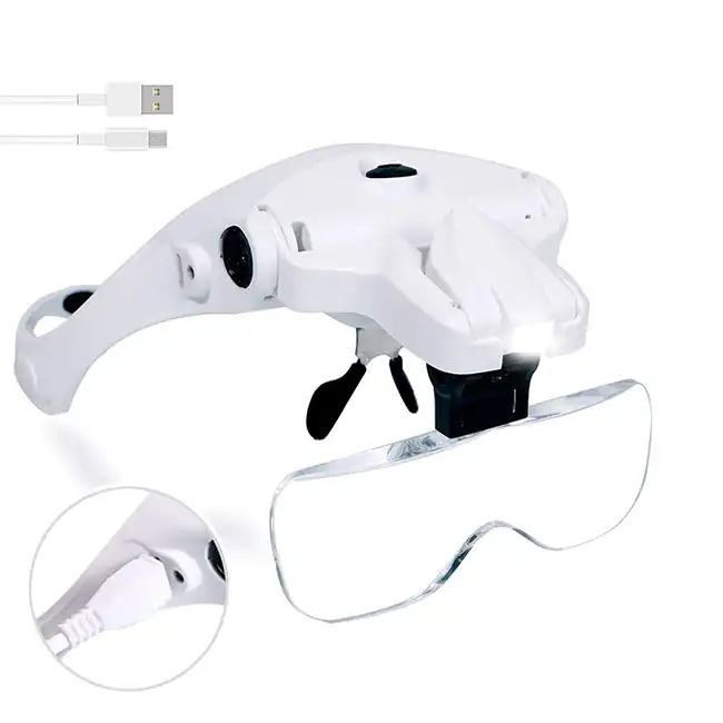 Head Mount Magnifier With Lights, Magnifying Headset Glasses For Close Up  Work, Watch, Cross-Stitch, Jewelry, Embroidery