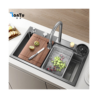 Offre Spéciale Nano porte-couteau tasse rondelle multifonction cascade robinet évier de cuisine moderne intelligent 304 évier en acier inoxydable cuisine