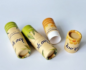 หลอดกระดาษคราฟท์สีน้ำตาลแบบมีลายพิมพ์แบรนด์ สำหรับสินค้าเครื่องสำอางแบบแท่ง พร้อมวางขายบนชั้นวาง - Product Image 4
