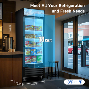 Lemari Pendingin Display Pintu Kaca Tegak 16 Cu.Ft, Merchandiser Pintu Tunggal Komersial, -8~-1 ℉ Pencahayaan LED, Bersertifikasi ETL untuk Ritel - Product Image 2
