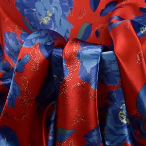 HIGH QUALITY WOVEN Printed Polyester Satin Fabric Spandex Faille Digital Print Satin Fabric