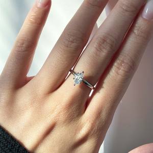 925 alla moda in argento Sterling Marquise taglio Zirconia anello solitario da donna fidanzamento fede nuziale rodiatura Fine alla moda - Product Image 5