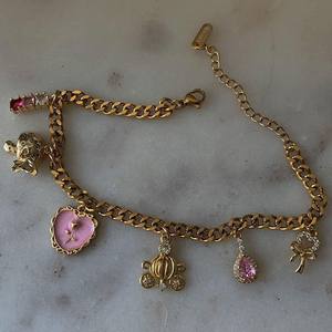 วันวาเลนไทน์เพทายหรูหรา DIY หัวใจผลไม้สร้อยคอสร้อยข้อมือหัวใจเ<span class=keywords><strong>ช</strong></span>อร์<span class=keywords><strong>รี</strong></span>่ทองจี้และเสน่ห์เครื่องประดับขายส่ง - Product Image 6