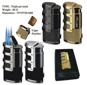 ไฟแช็คแก๊สบิวเทนแบบกันลม Creative Three Jet Blue Flame พร้อมที่ตัดและที่เจาะซิการ์ - Product Image 3