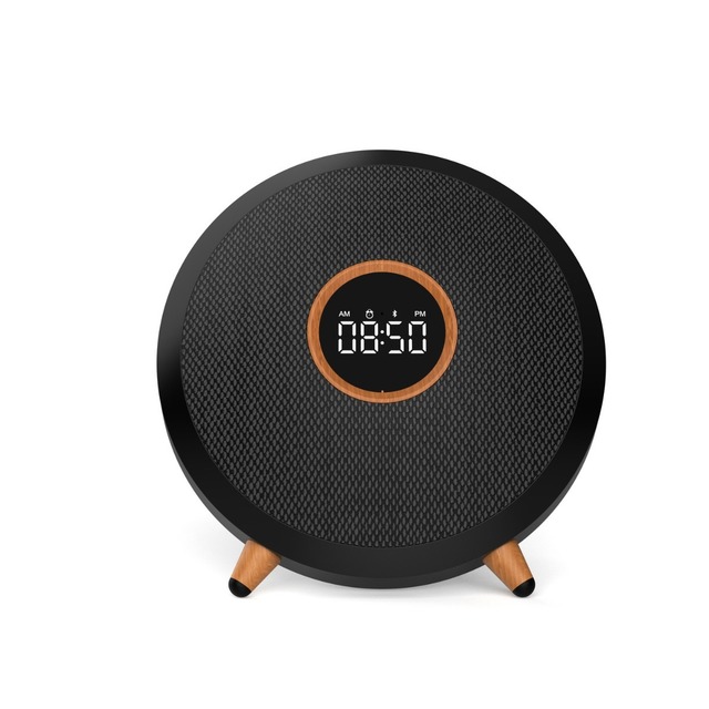 Mini Portable BT Speaker with RGB Atmosphere Light Clock Alarm Wireless Desktop Audio for Computer & Mobile New Idea for Gift