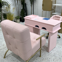 Hot Salon Mobilier de salon de beauté rose Table de manucure unique Luxe Nail Shop Table à ongles en bois Bureau à vendre